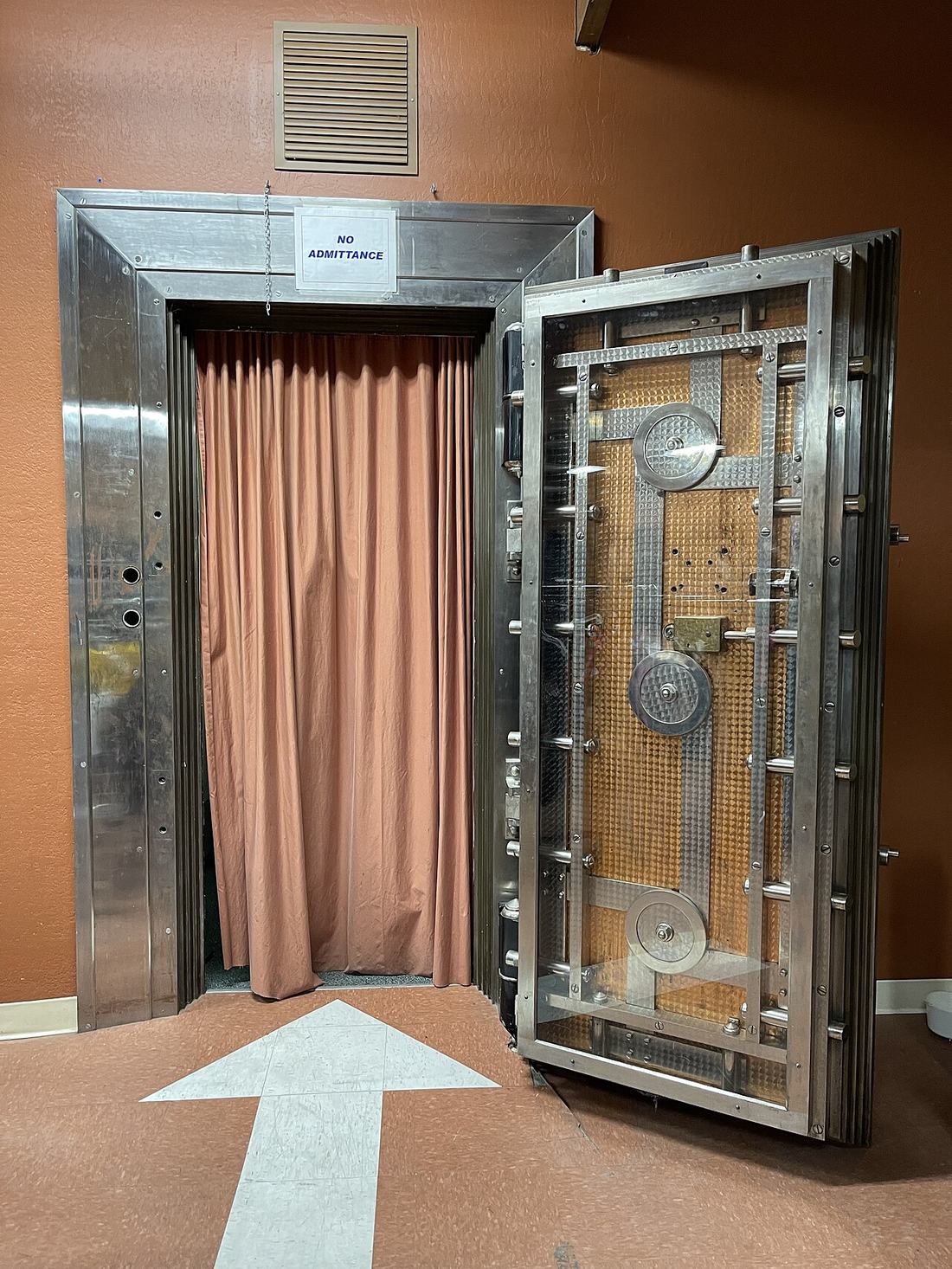 Open bank vault door
